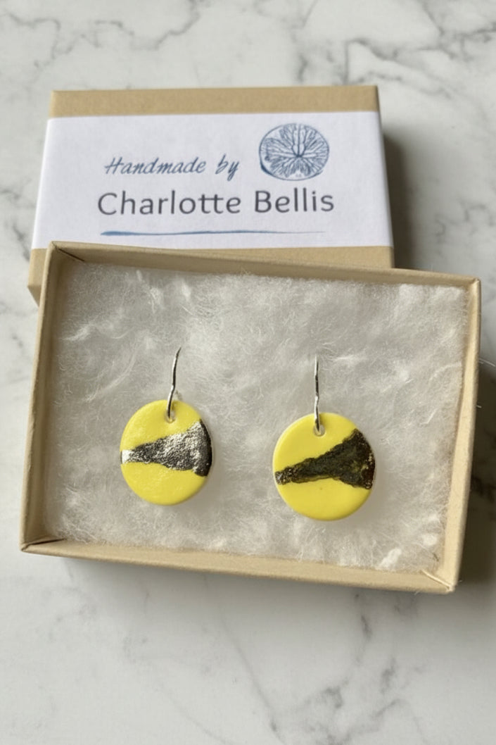 Disc Earring with Platinum Detailing