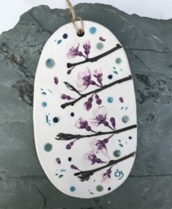Blossom Porcelain Plaque with Hessian String