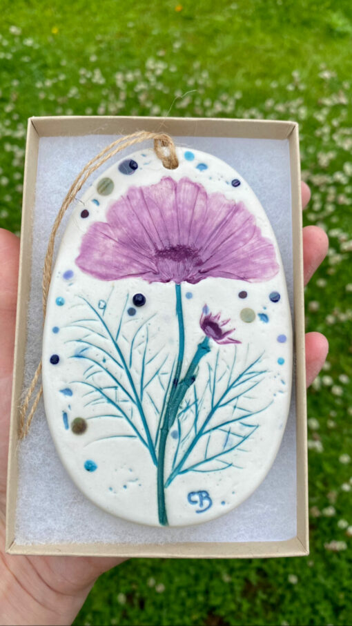 Cosmos Porcelain Plaque with Hessian String