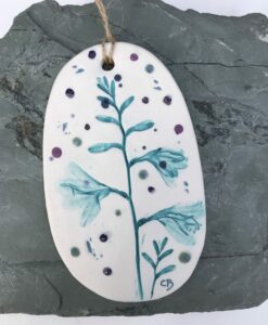 Montbretia Porcelain Plaque with Hessian String