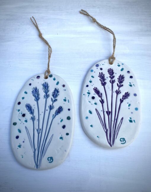 Lavender Porcelain Plaque with Hessian String - Image 5