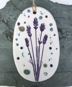 Lavender Porcelain Plaque with Hessian String