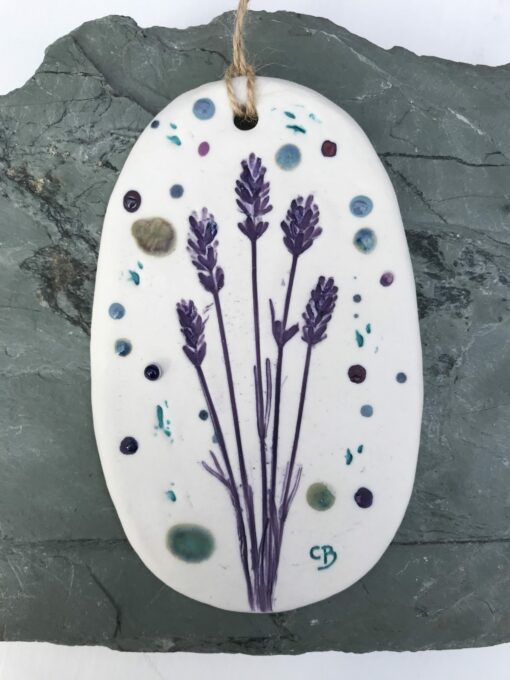 Lavender Porcelain Plaque with Hessian String