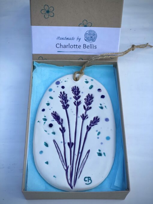 Lavender Porcelain Plaque with Hessian String - Image 3