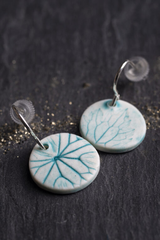 Leaf Print Disc Earrings - Image 8