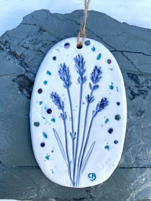 Lavender Porcelain Plaque with Hessian String - Image 2