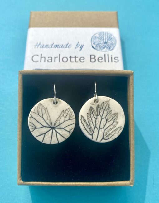 Leaf Print Disc Earrings