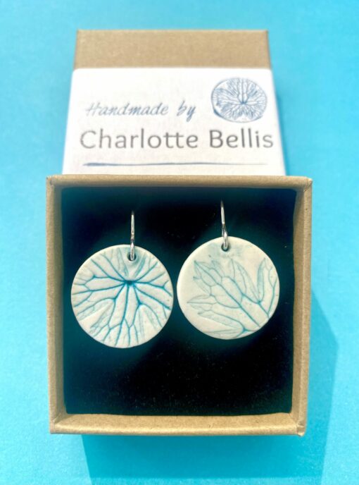 Leaf Print Disc Earrings - Image 4