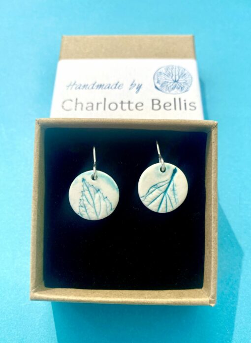 Leaf Print Disc Earrings - Image 3