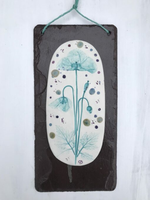 Pabi Cymreig (Welsh Poppy) Porcelain Wall Plaque