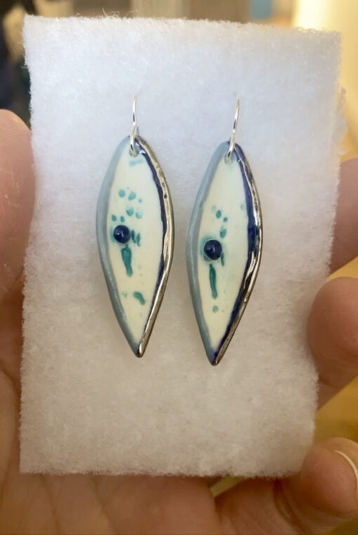 Droplet Earrings with Bead and Platinum Detailing - Image 4