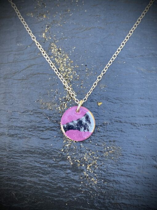 Disc Necklace with Platinum or Copper Detailing - Image 4