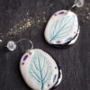 Leaf Print Earrings with Platinum Detailing