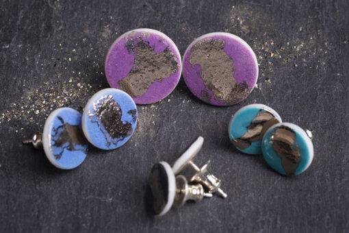 Disc Stud Earrings with Platinum or Copper Detailing - Image 15