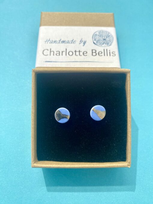 Disc Stud Earrings with Platinum or Copper Detailing - Image 4