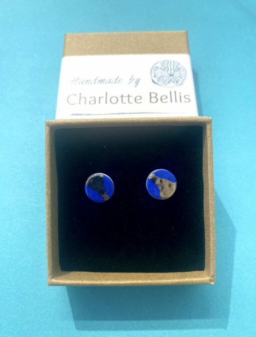 Disc Stud Earrings with Platinum or Copper Detailing - Image 7