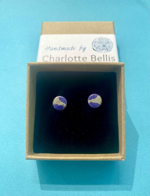 Disc Stud Earrings with Platinum or Copper Detailing - Image 5