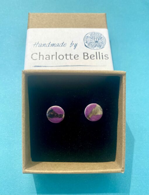 Disc Stud Earrings with Platinum or Copper Detailing - Image 3