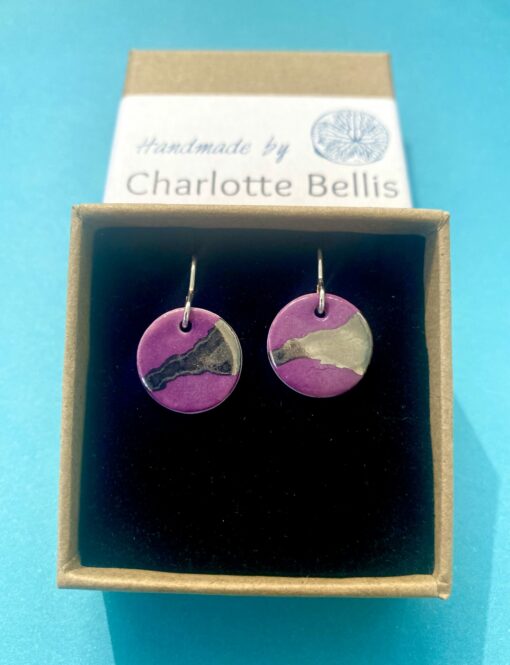Disc Earring with Platinum or Copper Detailing - Image 3