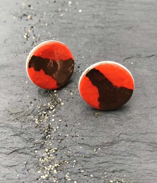 Disc Stud Earrings with Platinum or Copper Detailing - Image 11
