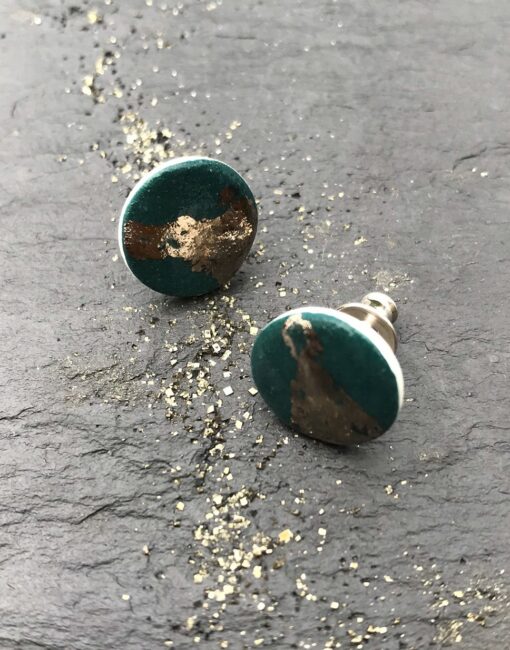 Disc Stud Earrings with Platinum or Copper Detailing - Image 12