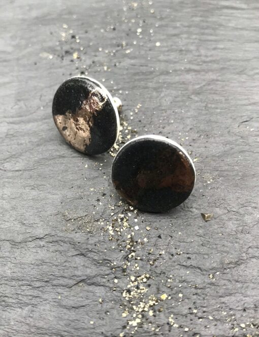 Disc Stud Earrings with Platinum or Copper Detailing - Image 14