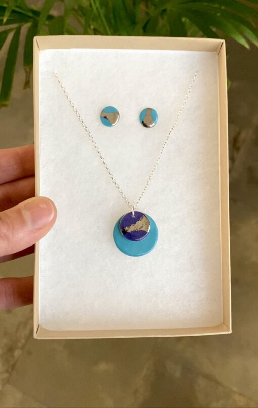 Double Disc Necklace with Platinum - Image 6