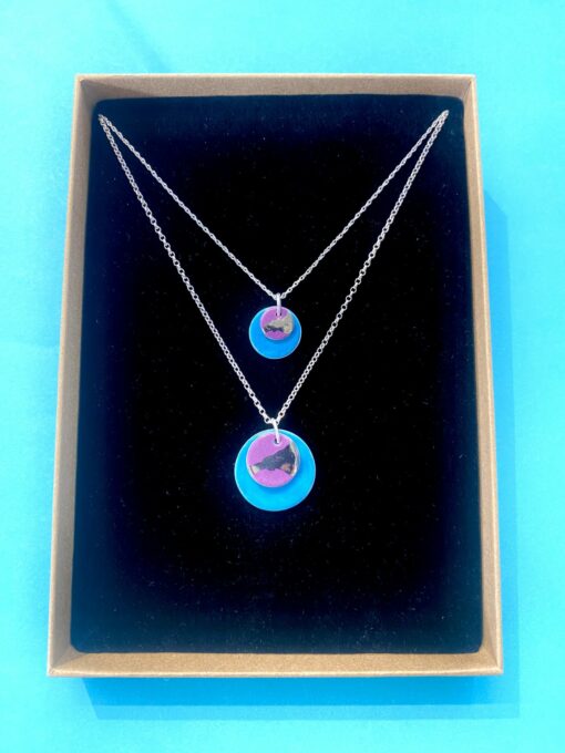 Dainty Double Disc Necklace with Platinum - Image 6