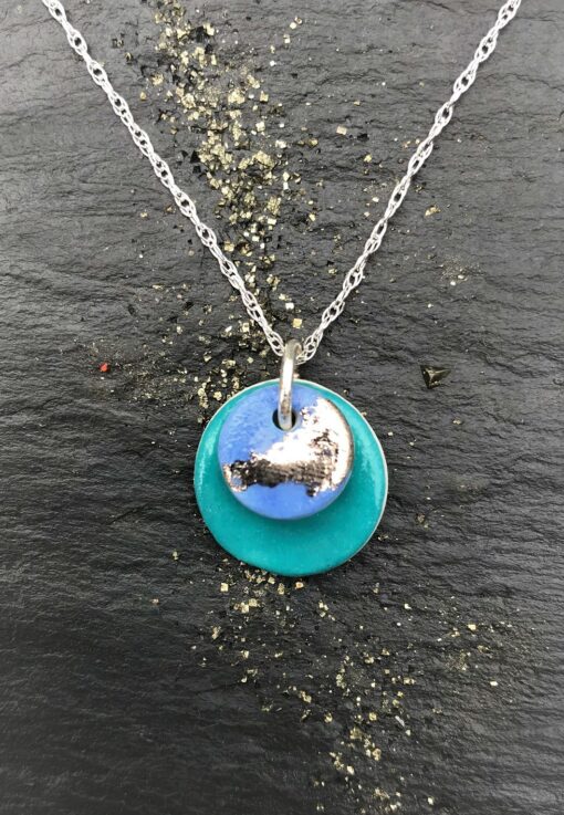 Dainty Double Disc Necklace with Platinum - Image 4