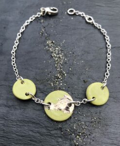 Three Disc Bracelet with Platinum or Copper Detailing
