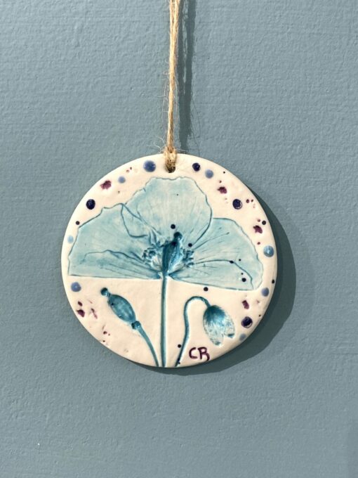 Pabi Cymreig (Welsh Poppy) -Small Round Plaque - Image 3
