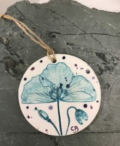 Pabi Cymreig (Welsh Poppy) -Small Round Plaque