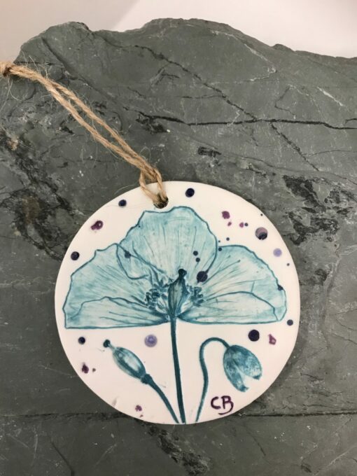 Pabi Cymreig (Welsh Poppy) -Small Round Plaque
