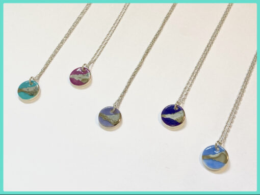 Dainty Disc Necklace with Platinum or Copper Detailing - Image 2