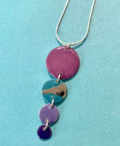 Coloured Disc Necklace with Platinum