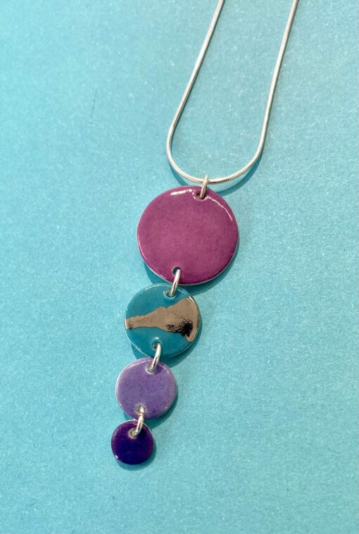 Coloured Disc Necklace with Platinum