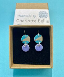 Coloured Disc Earrings with Platinum Detailing