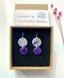 Alternative view of Coloured Disc Earrings with Platinum Detailing