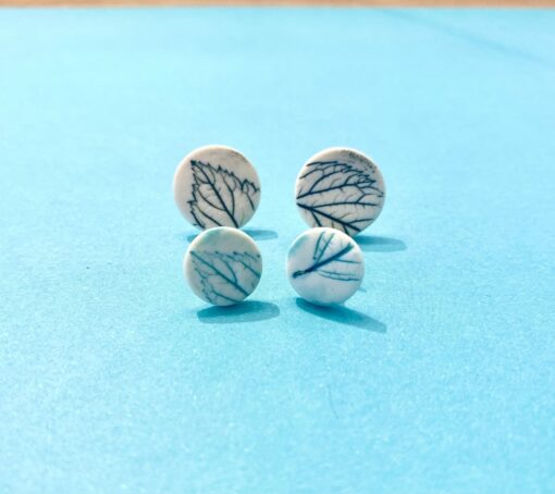 Leaf Print Stud Earrings - Image 3