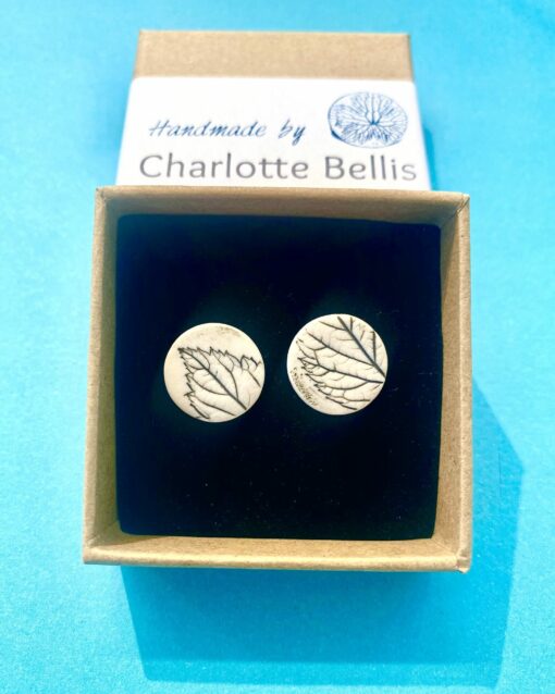Leaf Print Stud Earrings