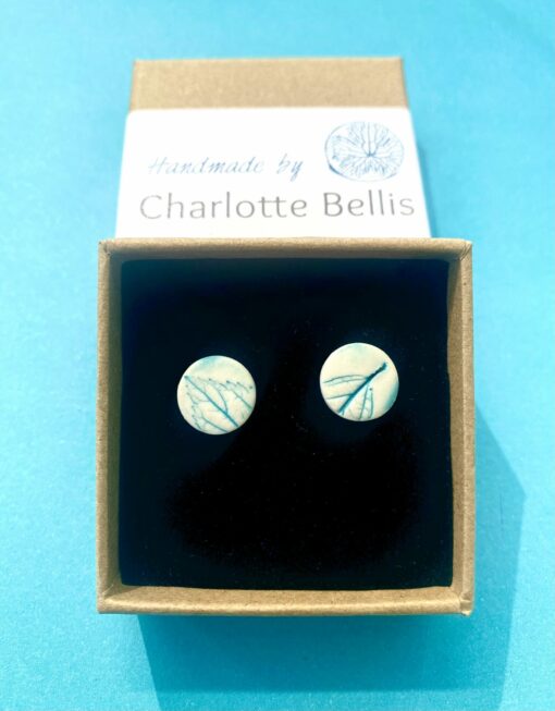 Leaf Print Stud Earrings - Image 2