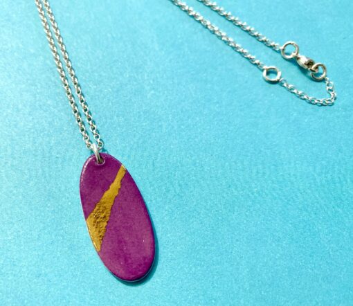 Oval Necklace with 24ct Gold Detailing - Image 7