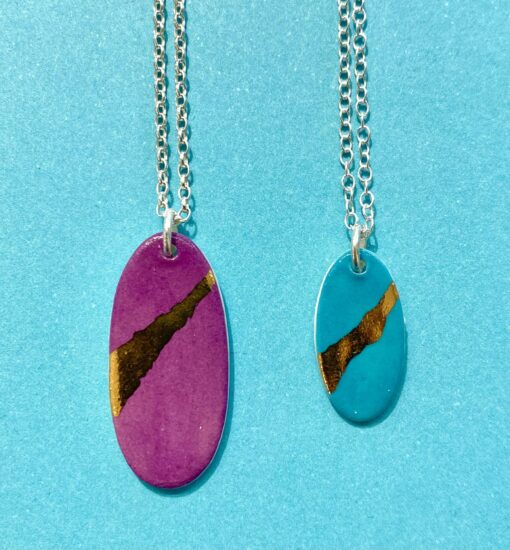 Oval Necklace with 24ct Gold Detailing