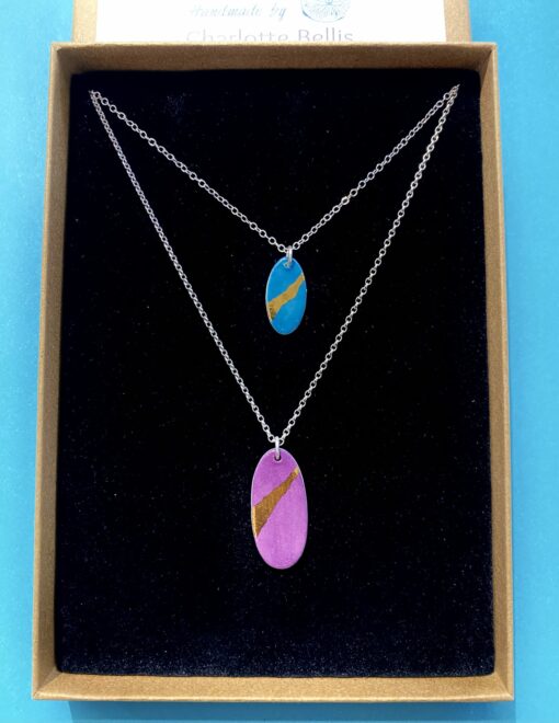 Oval Necklace with 24ct Gold Detailing - Image 2
