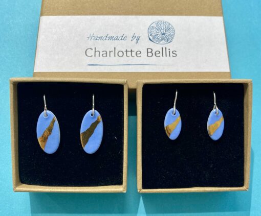 Oval Earrings with 24ct Gold Detailing - Image 11
