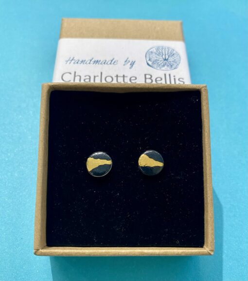 Stud Earrings with 24ct Gold Detailing - Image 7
