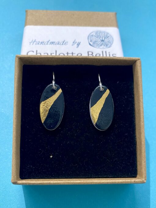 Oval Earrings with 24ct Gold Detailing - Image 6