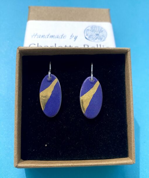 Oval Earrings with 24ct Gold Detailing