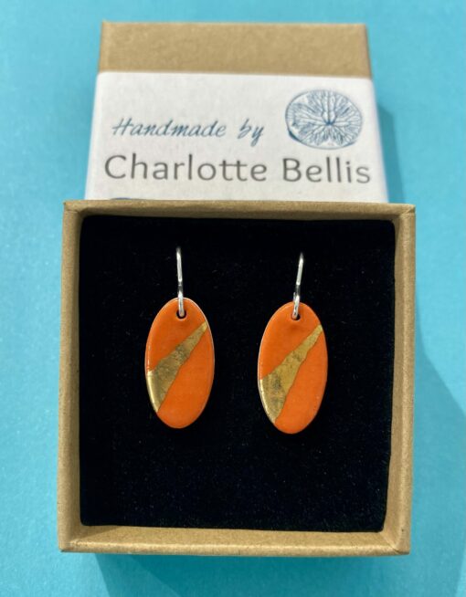 Oval Earrings with 24ct Gold Detailing - Image 9
