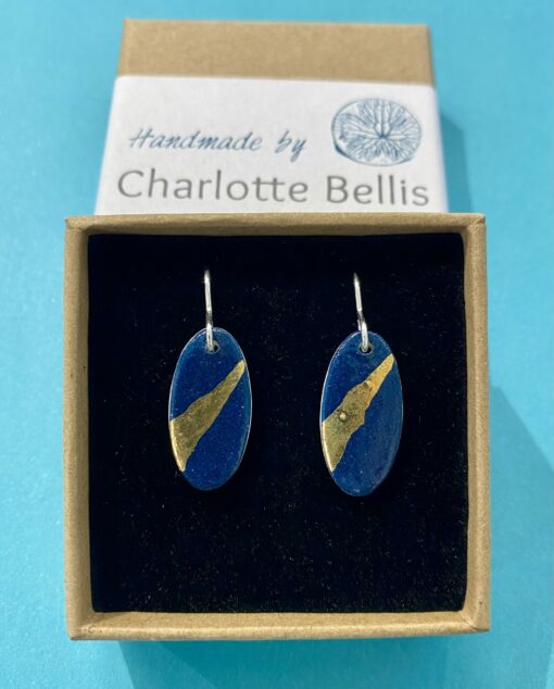 Oval Earrings with 24ct Gold Detailing - Image 10